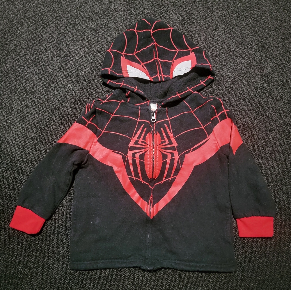 MARVEL MILES MORALES HOODED ZIPPER SWEATER